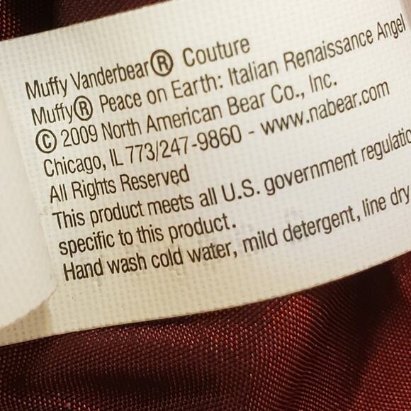 Vintage Muffy VanderBear Peace on Earth Italian Renaissance Angel 2009 w Stand - Picture 9 of 12